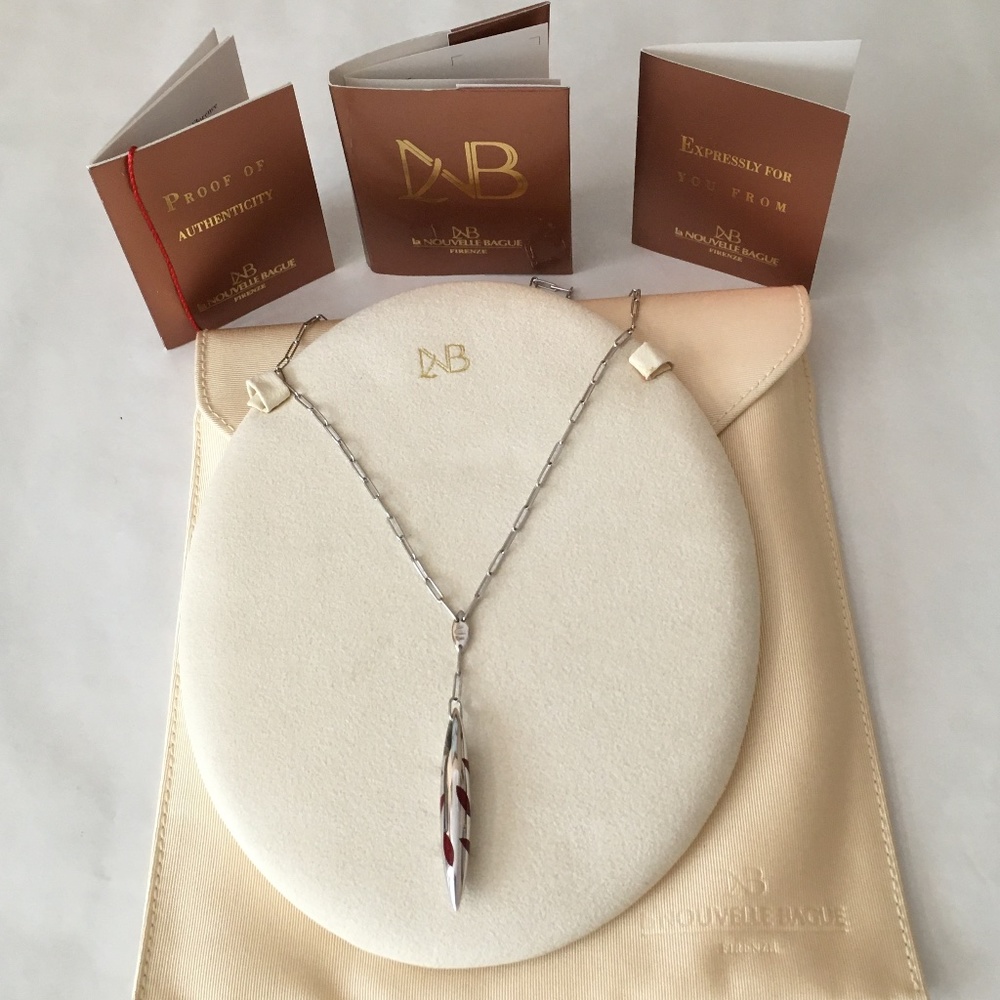 ❤️SOLD❤️ ITALIAN 18K White Gold La NOUVELLE BAGUE Diamond Pendant Necklace - Picture 2 of 12